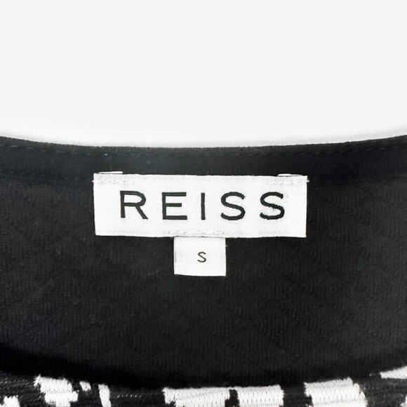 Reiss Melinda Mixed Media Top Small Black White Cotton Blend Lace Abstract - Picture 11 of 13